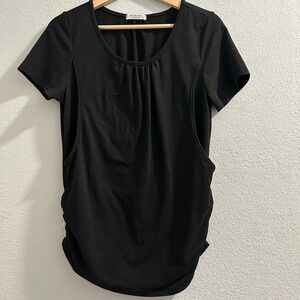 EKOUAER Women's Black Short Sleeve Maternity Top With Ruched Sides